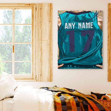 Charlotte Jersey Custom Canvas Print Wall Art for Boy Girl Men Women Basketball Personalized Canvas Art